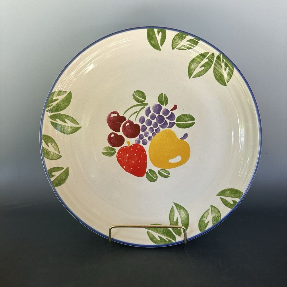 Vintage 1990s International Tableworks Fruit Fancy Round Stoneware Platter 12”
